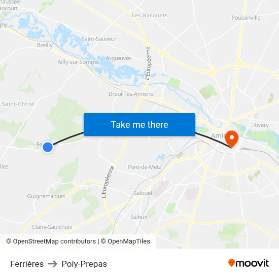 Ferrières to Poly-Prepas map