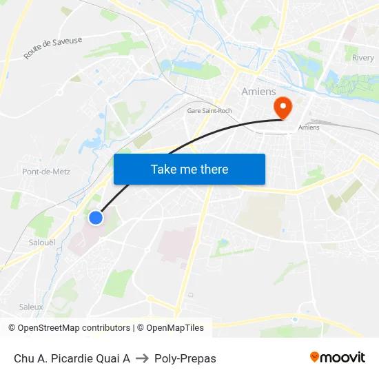 Chu A. Picardie Quai A to Poly-Prepas map
