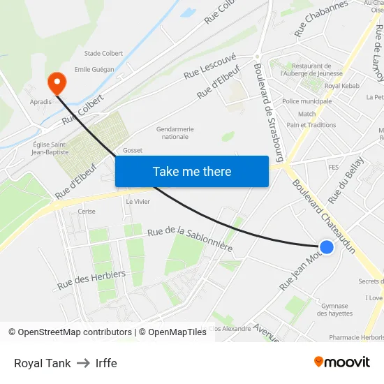 Royal Tank to Irffe map