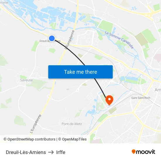 Dreuil-Lès-Amiens to Irffe map