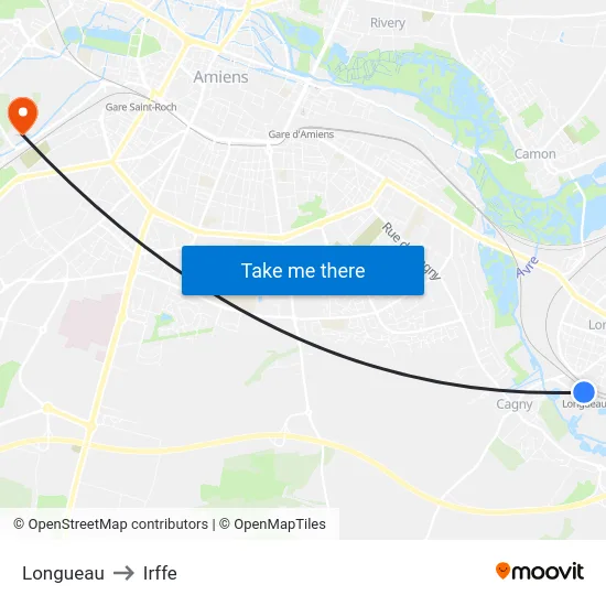 Longueau to Irffe map