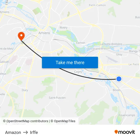 Amazon to Irffe map