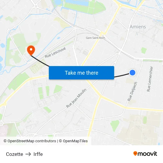 Cozette to Irffe map