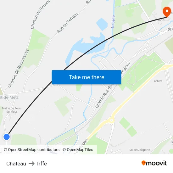 Chateau to Irffe map