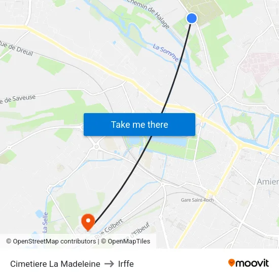 Cimetiere La Madeleine to Irffe map
