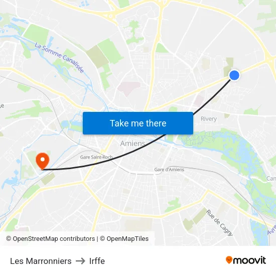 Les Marronniers to Irffe map