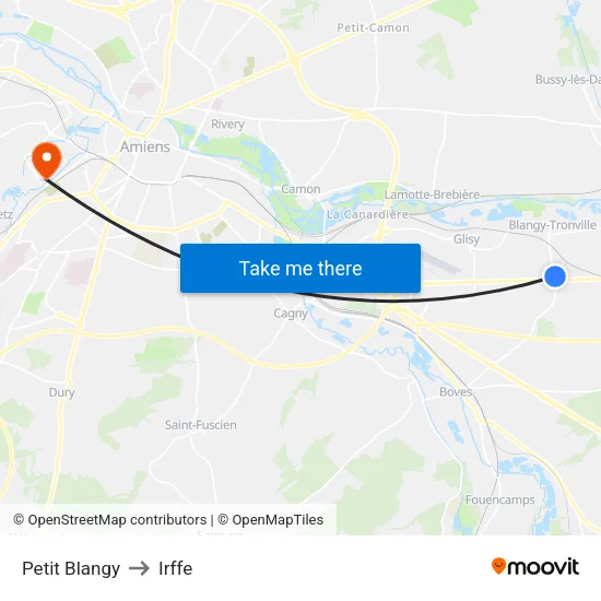Petit Blangy to Irffe map