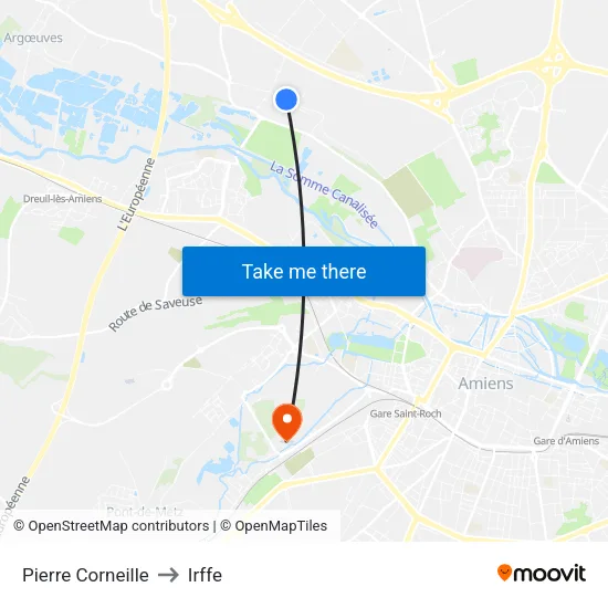 Pierre Corneille to Irffe map