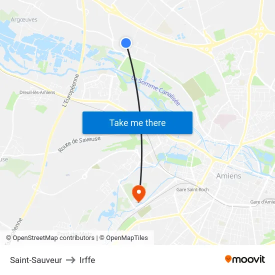 Saint-Sauveur to Irffe map