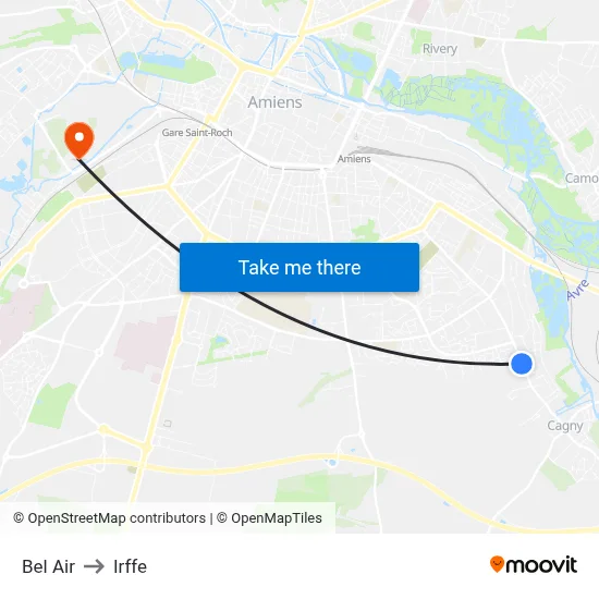Bel Air to Irffe map
