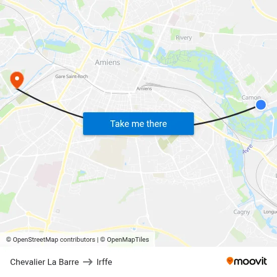 Chevalier La Barre to Irffe map