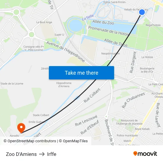 Zoo D'Amiens to Irffe map