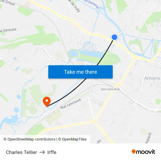 Charles Tellier to Irffe map