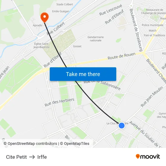 Cite Petit to Irffe map