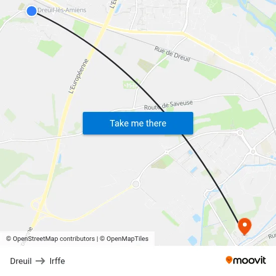 Dreuil to Irffe map