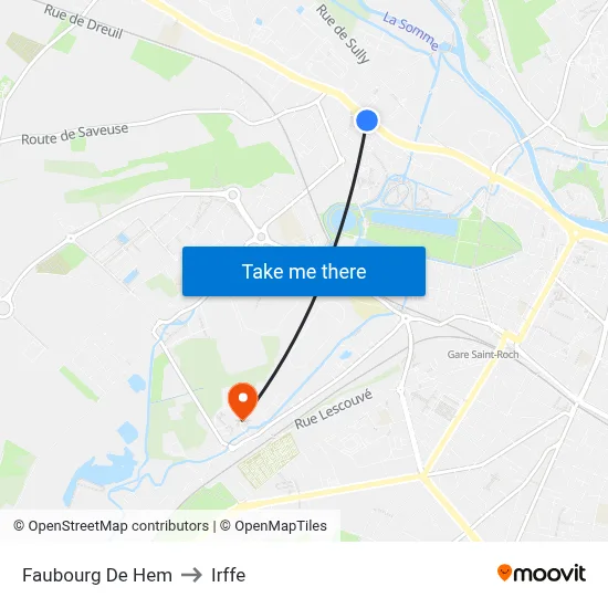 Faubourg De Hem to Irffe map