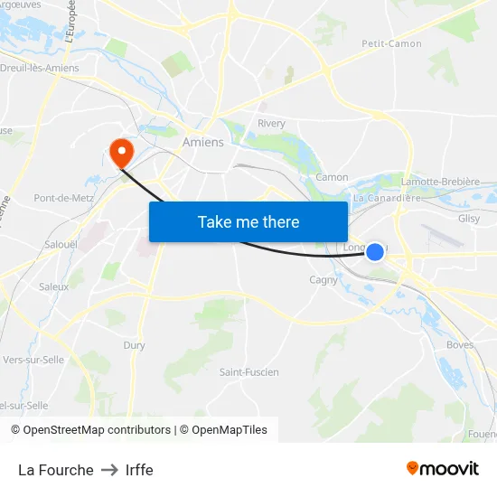 La Fourche to Irffe map