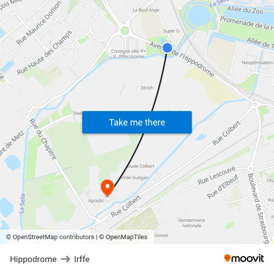 Hippodrome to Irffe map