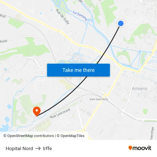 Hopital Nord to Irffe map
