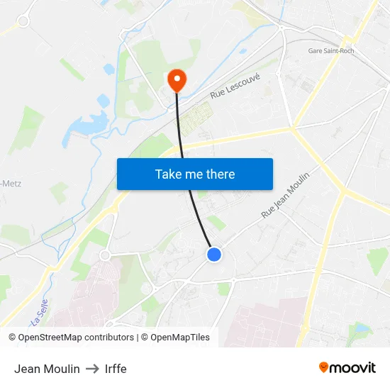 Jean Moulin to Irffe map