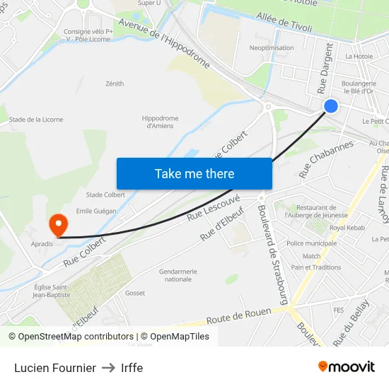 Lucien Fournier to Irffe map