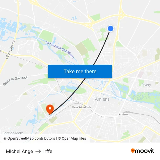 Michel Ange to Irffe map