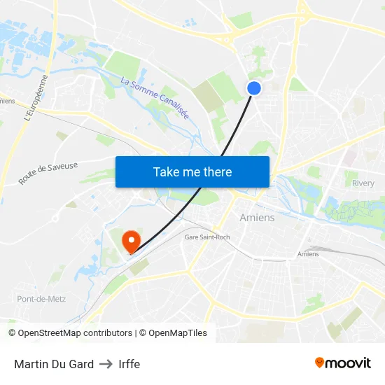 Martin Du Gard to Irffe map