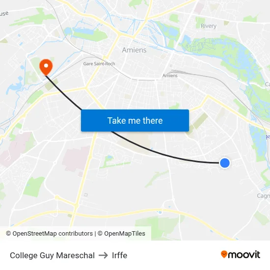 College Guy Mareschal to Irffe map
