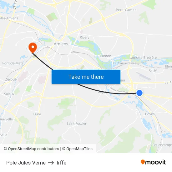 Pole Jules Verne to Irffe map