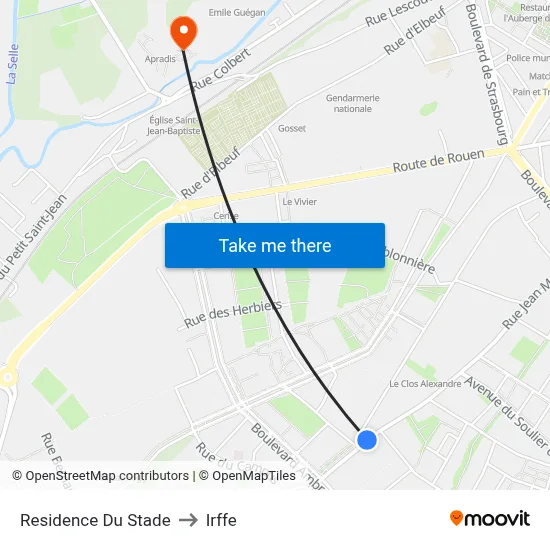 Residence Du Stade to Irffe map