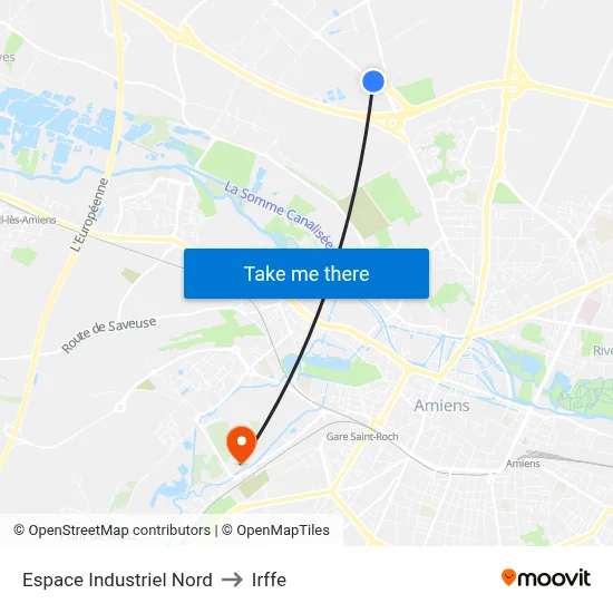 Espace Industriel Nord to Irffe map