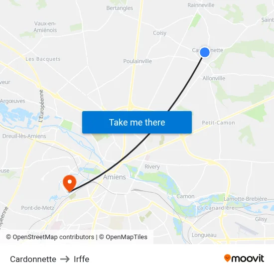 Cardonnette to Irffe map