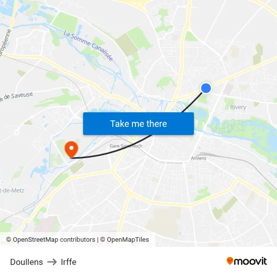 Doullens to Irffe map