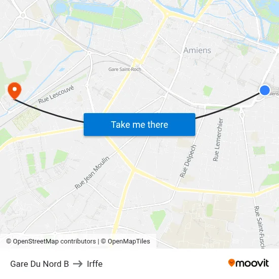 Gare Du Nord B to Irffe map