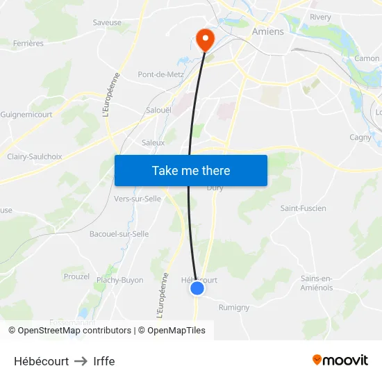 Hébécourt to Irffe map