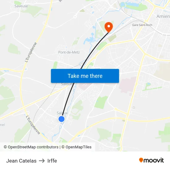 Jean Catelas to Irffe map
