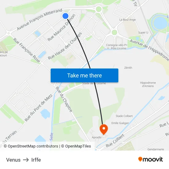 Venus to Irffe map
