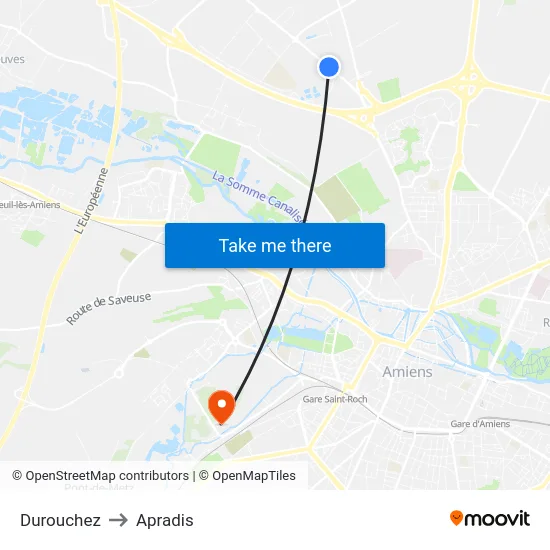 Durouchez to Apradis map
