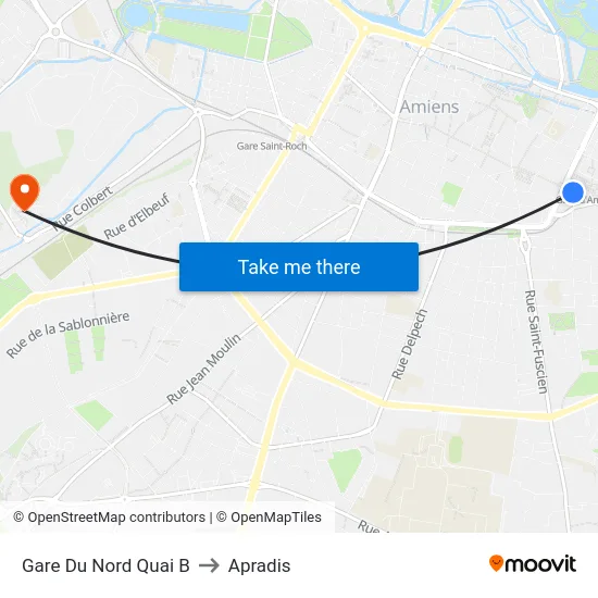 Gare Du Nord Quai B to Apradis map