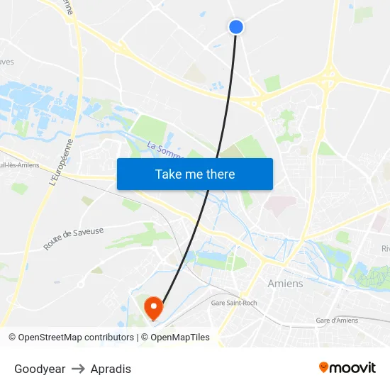 Goodyear to Apradis map