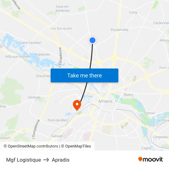 Mgf Logistique to Apradis map