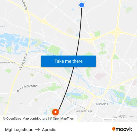 Mgf Logistique to Apradis map