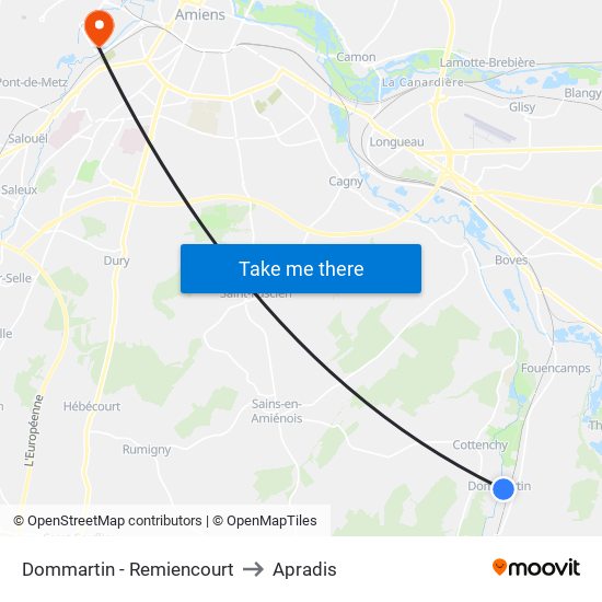 Dommartin - Remiencourt to Apradis map