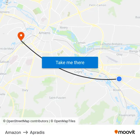 Amazon to Apradis map