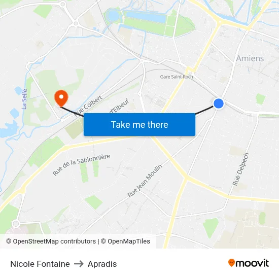 Nicole Fontaine to Apradis map