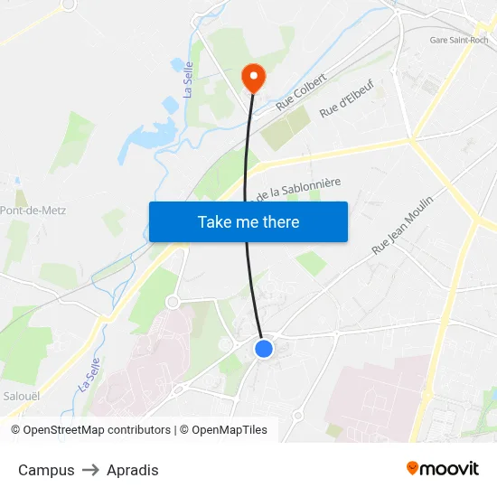 Campus to Apradis map