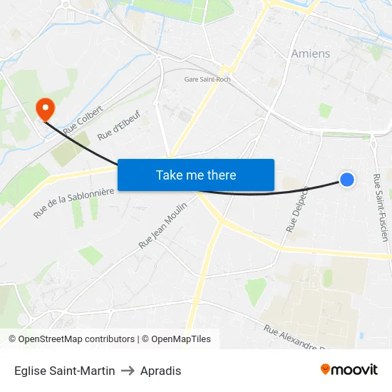 Eglise Saint-Martin to Apradis map