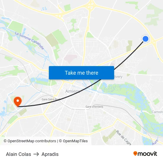 Alain Colas to Apradis map