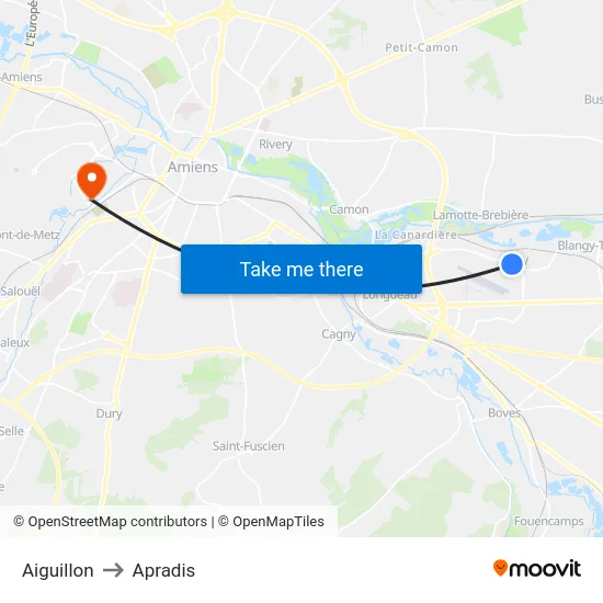 Aiguillon to Apradis map