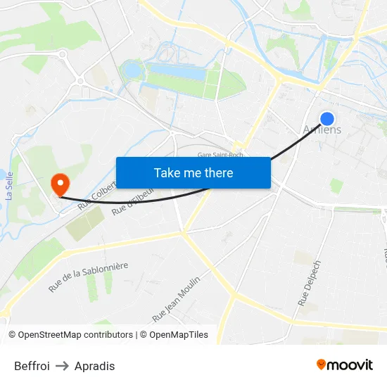 Beffroi to Apradis map